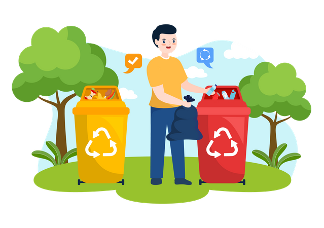 Waste Properly And Correctly  Illustration