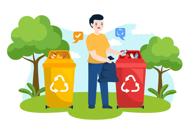 Waste Properly And Correctly  Illustration