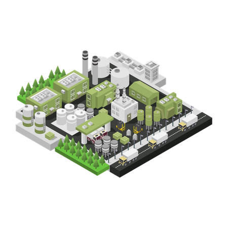 Waste Recycling Center  Illustration
