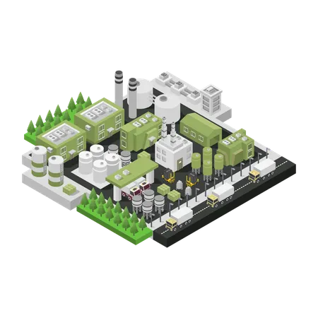 Waste Recycling Center  Illustration
