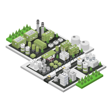 Waste Recycling Center  Illustration