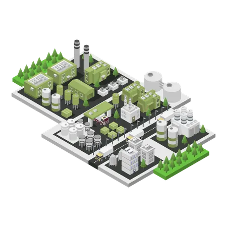 Waste Recycling Center  Illustration