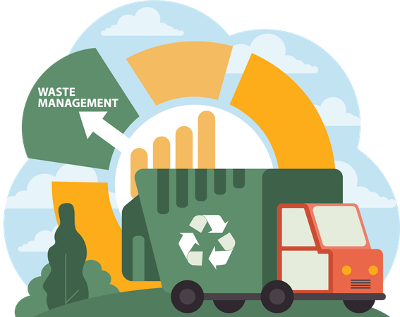 Waste recycling garbage truck delivered to recycling plant for recycling garbage  Illustration