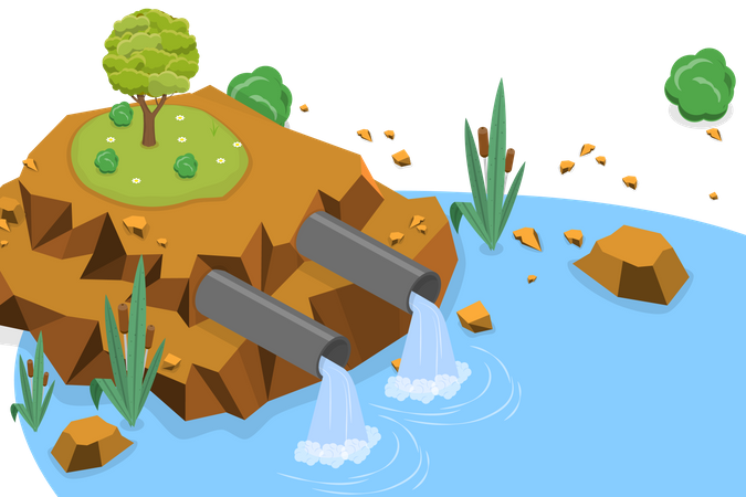 Wastewater Pollution  Illustration