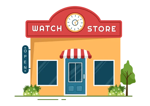 Watches Shop building Illustration