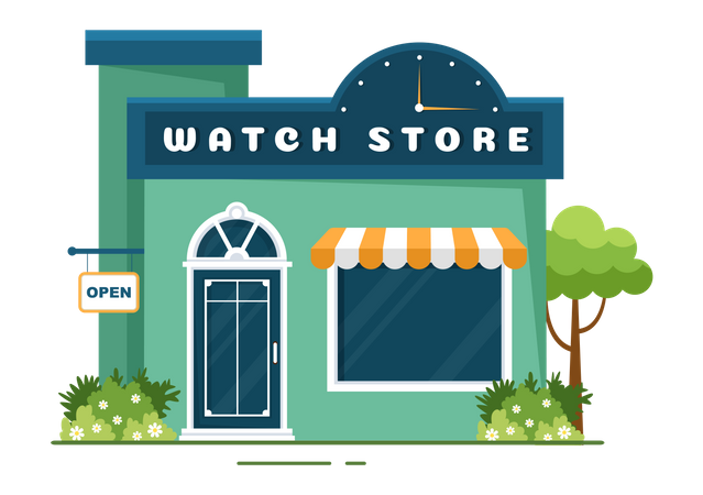 Watches Store building Illustration