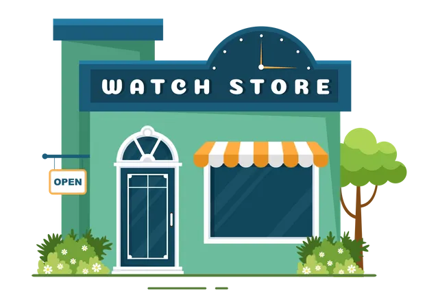 Watches Store building Illustration