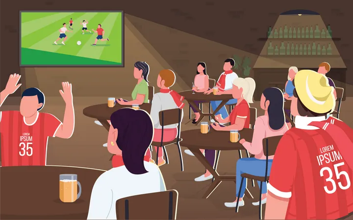 Watching football game Illustration
