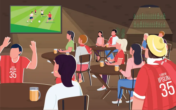 Watching football game  Illustration