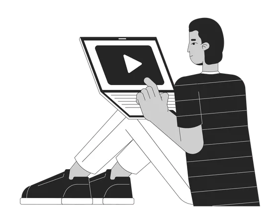 Watching movies on laptop  Illustration