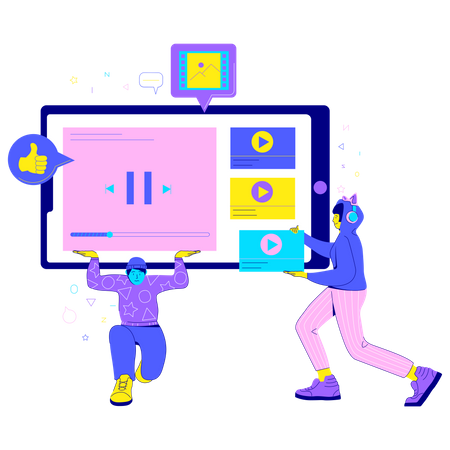 Watching online video  イラスト