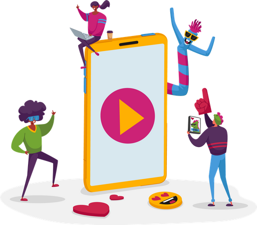 Watching online video  イラスト