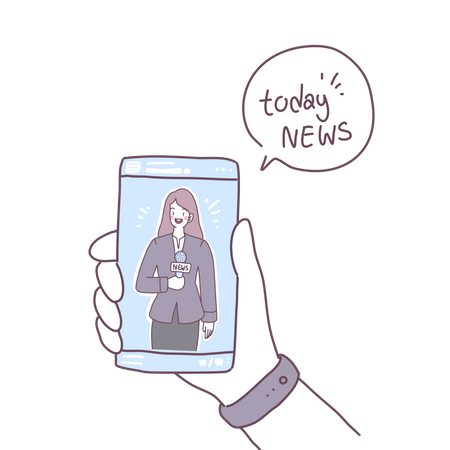 Watching Today New on Mobile Illustration