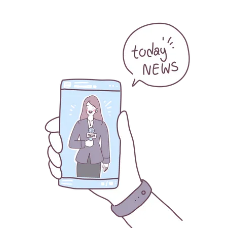 Watching Today New on Mobile Illustration