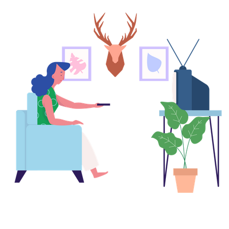 Watching TV  Illustration