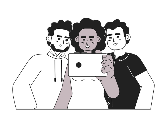Watching video together  イラスト