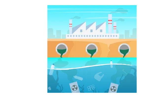 Water and air pollution  Illustration