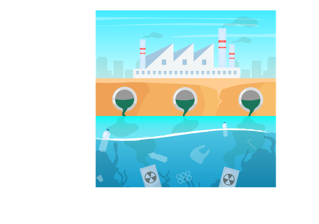 Water and air pollution  Illustration