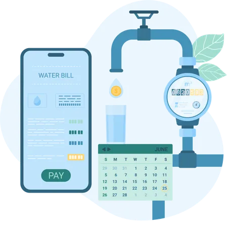 Water bill app  イラスト