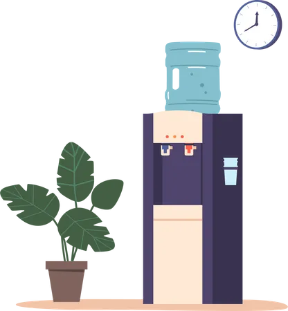 Refreshing And Invigorating Water Cooler In Office Provides A Thirst Quenching Experience Its Chilled Temperature Offers A Soothing Sensation And A Revitalizing Effect Cartoon Vector Illustration 일러스트레이션