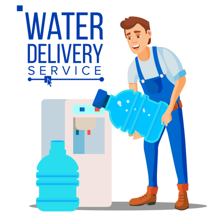 Water Delivery Service Man Vector  Illustration