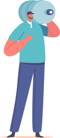 Water Delivery Worker Carrying Water Balloon On Shoulder  Illustration