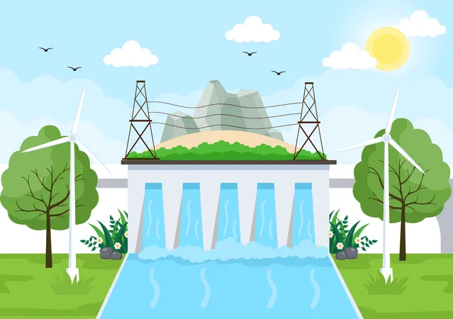 Water Energy production  イラスト