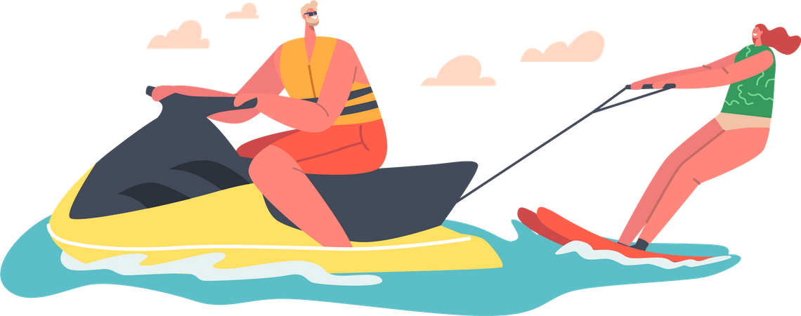 Water Jet ski extreme sport  Illustration