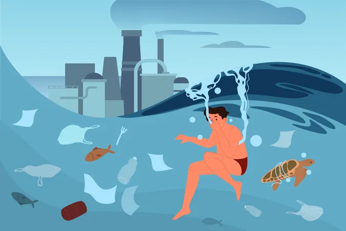 Water pollution  Illustration