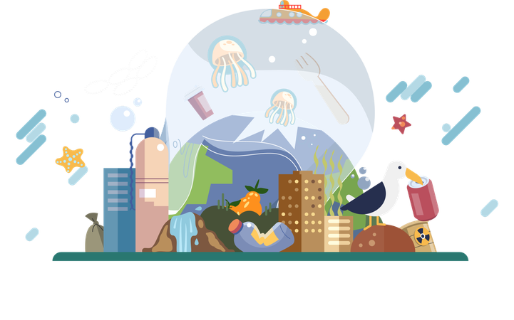 Water pollution  Illustration