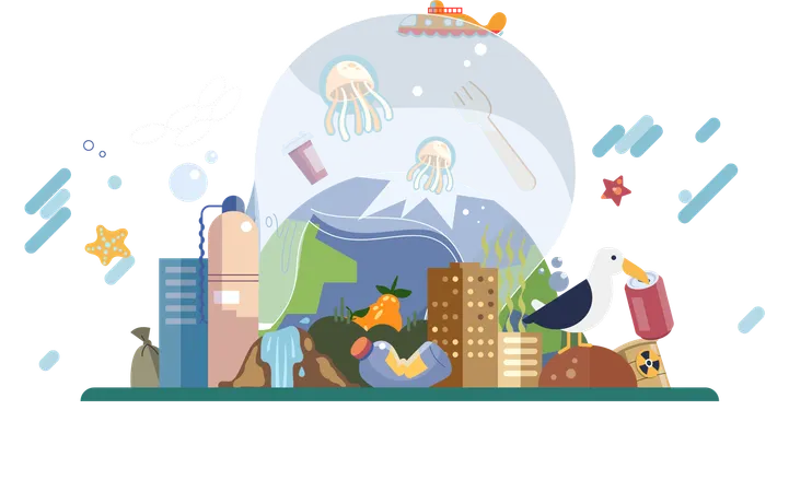 Water pollution  Illustration