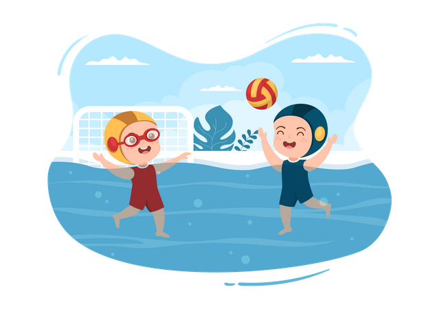 Water Polo players playing Illustration