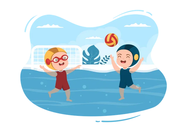 Water Polo players playing  Illustration