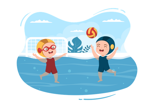 Water Polo players playing  Illustration