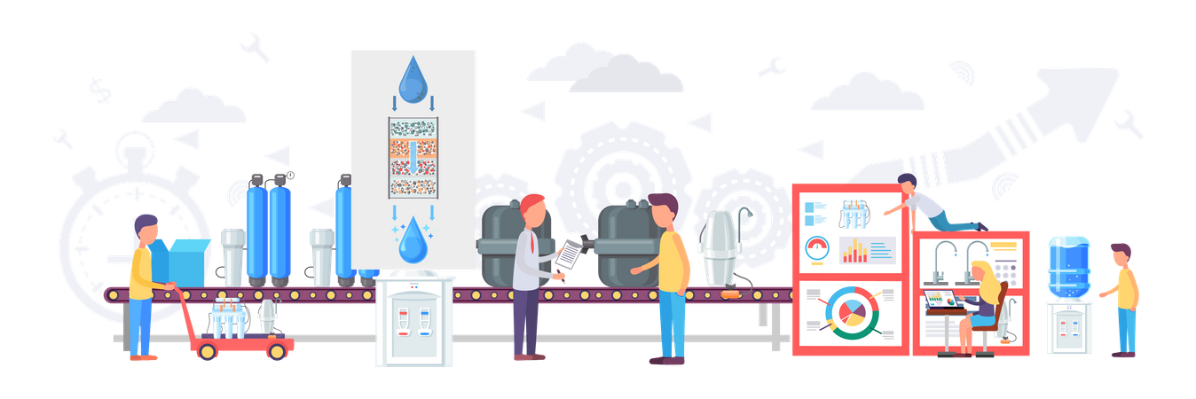 Water purification factory Illustration