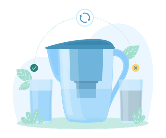 Water Purification With Filter In Pitcher  Illustration