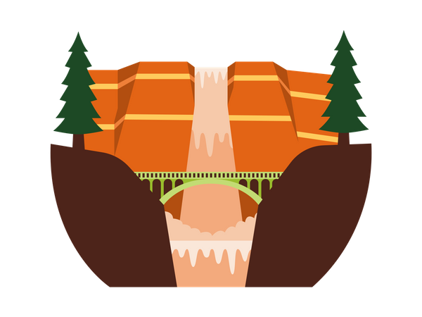 Waterfall from grand canyon Illustration