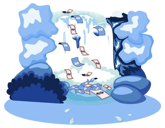 Waterfall with cash Illustration
