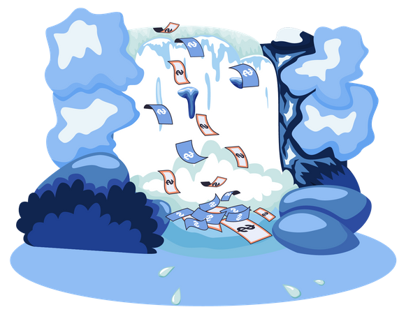 Waterfall with cash  Illustration