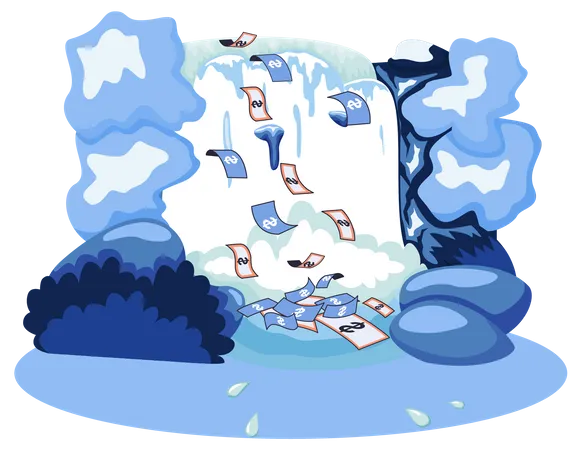 Waterfall with cash  Illustration