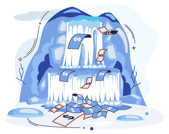 Waterfall with money Illustration