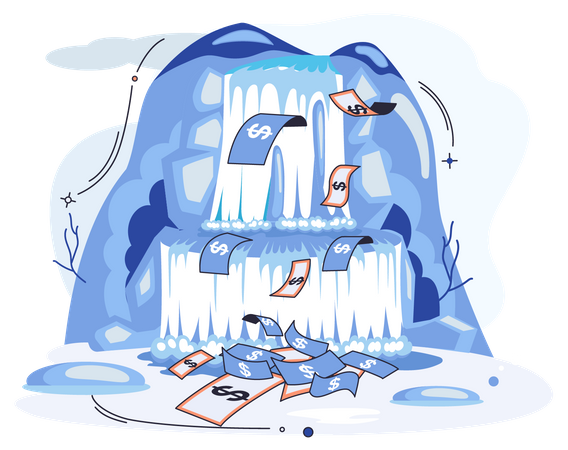 Waterfall with money  Illustration