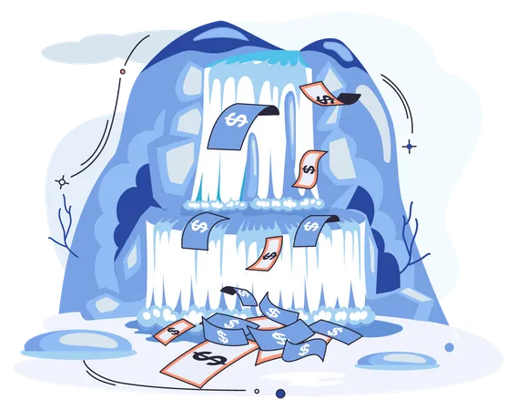 Waterfall with money  Illustration