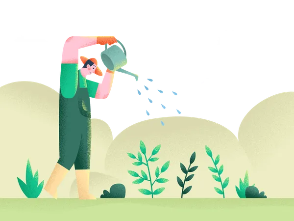 Watering the plants Illustration