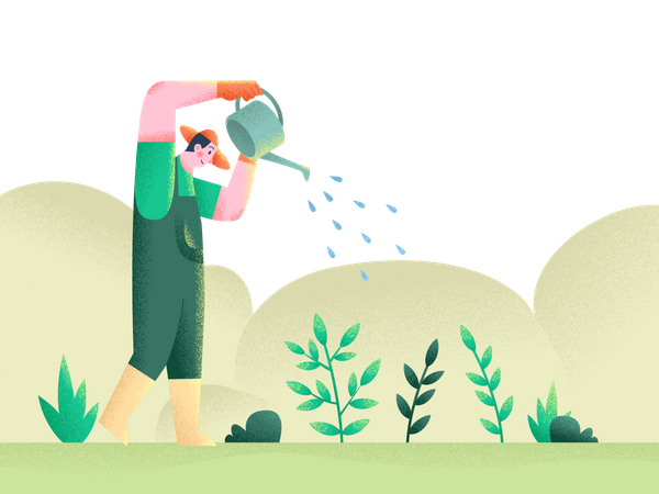 Watering the plants  Illustration