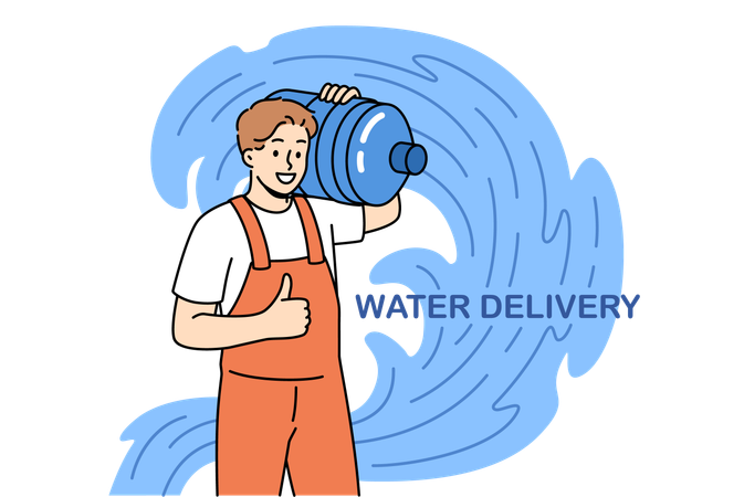 Waterman delivering water bottle  Illustration