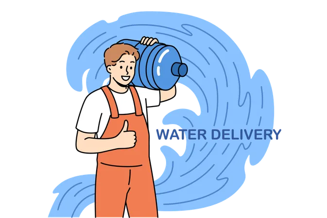 Waterman delivering water bottle  Illustration