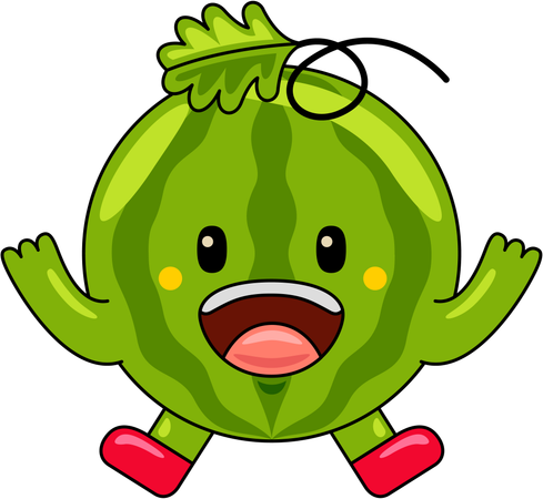 Watermelon Mascot jumping  Illustration