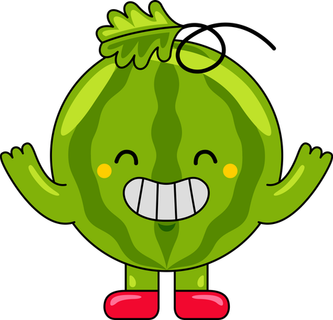 Watermelon Mascot raising hands  Illustration