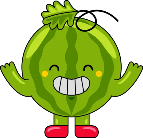 Watermelon Mascot raising hands  Illustration